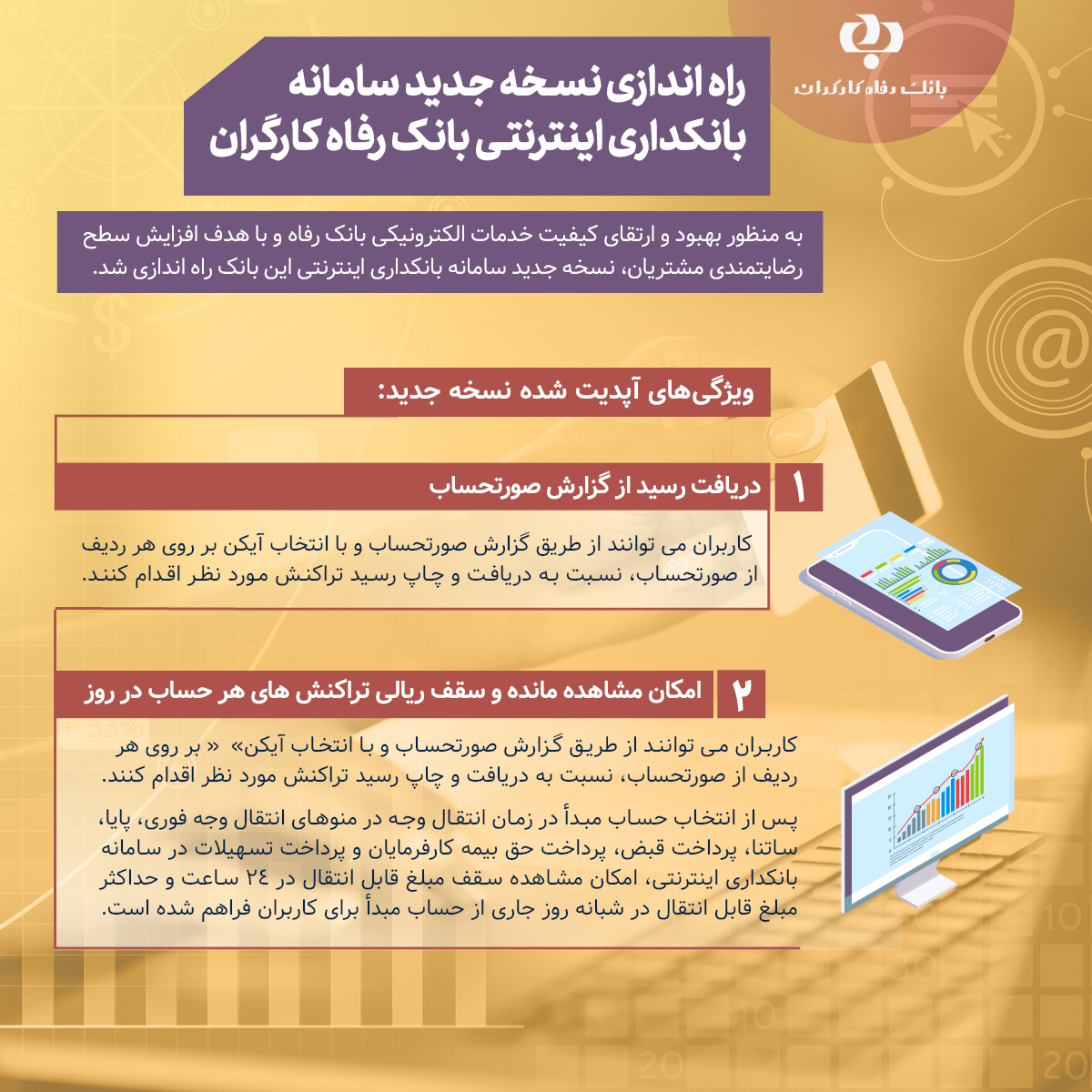 راه اندازی نسخه جدید بانکداری اینترنتی بانک رفاه کارگران